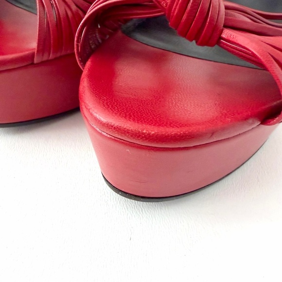 GUCCI | Red Leather Allie Knot Platform High Heels Sandals 39.5 - Picture 7 of 16